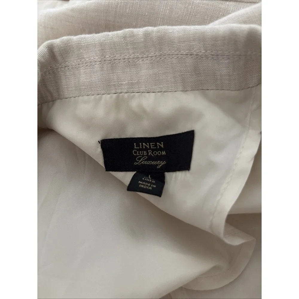 CLUB ROOM Sport Coat Mens Large Beige Tan 100% Linen Two-Button Blazer Jacket - Picture 7 of 7